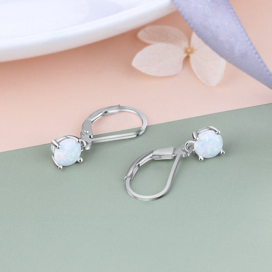 Weiße Feueropal 925 Sterling Silber Ohrringe
