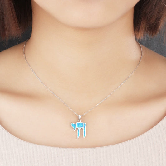 Lucky Elephant Blue Opal Silver Pendant