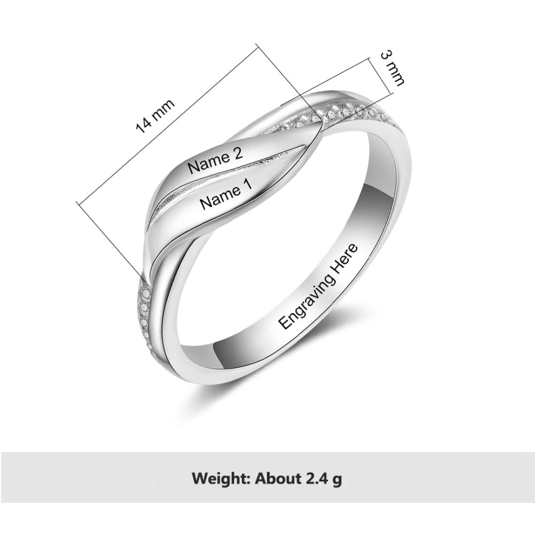 Vintage Leaf Zirconia Personalized Ring