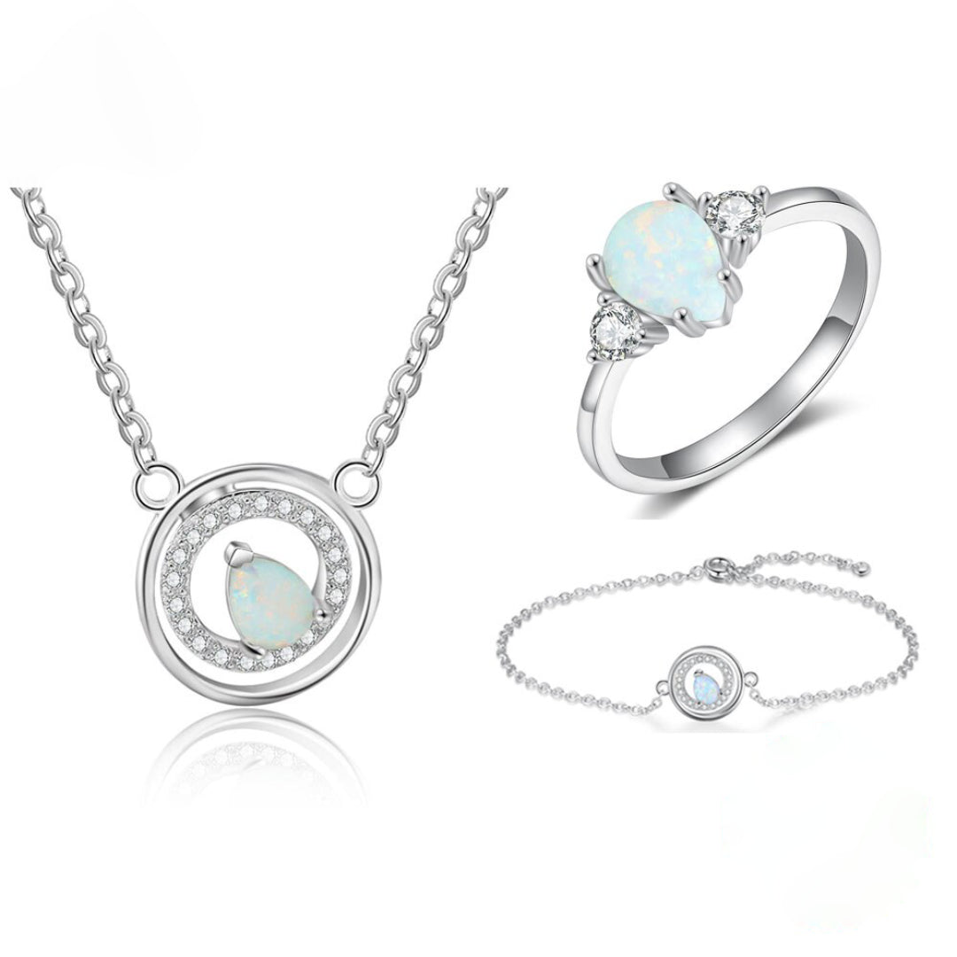 Spirit Fire Opal 925 Sterling Silver Set