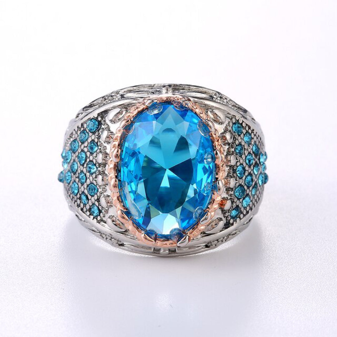 Vintage Big Oval Aquamarine Ring