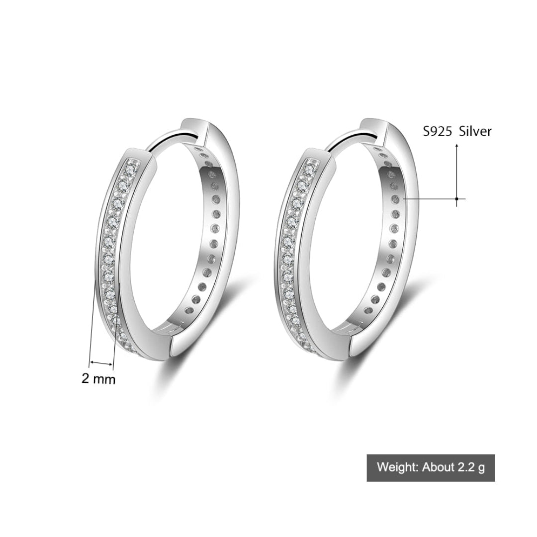 Shining Zirconia Silver Hoop Earrings