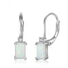 Geometric White Fire Opal Silver Earrings