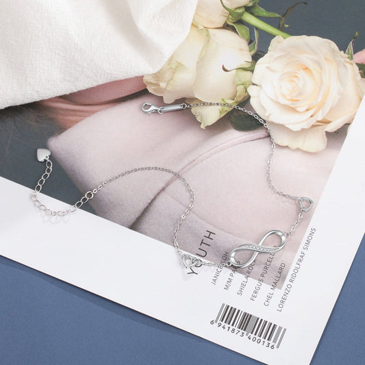 Fußkettchen mit Infinity-Zirkonia in Silber