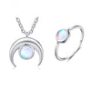 Spiritual New Moon Silver Ring & Necklace Set