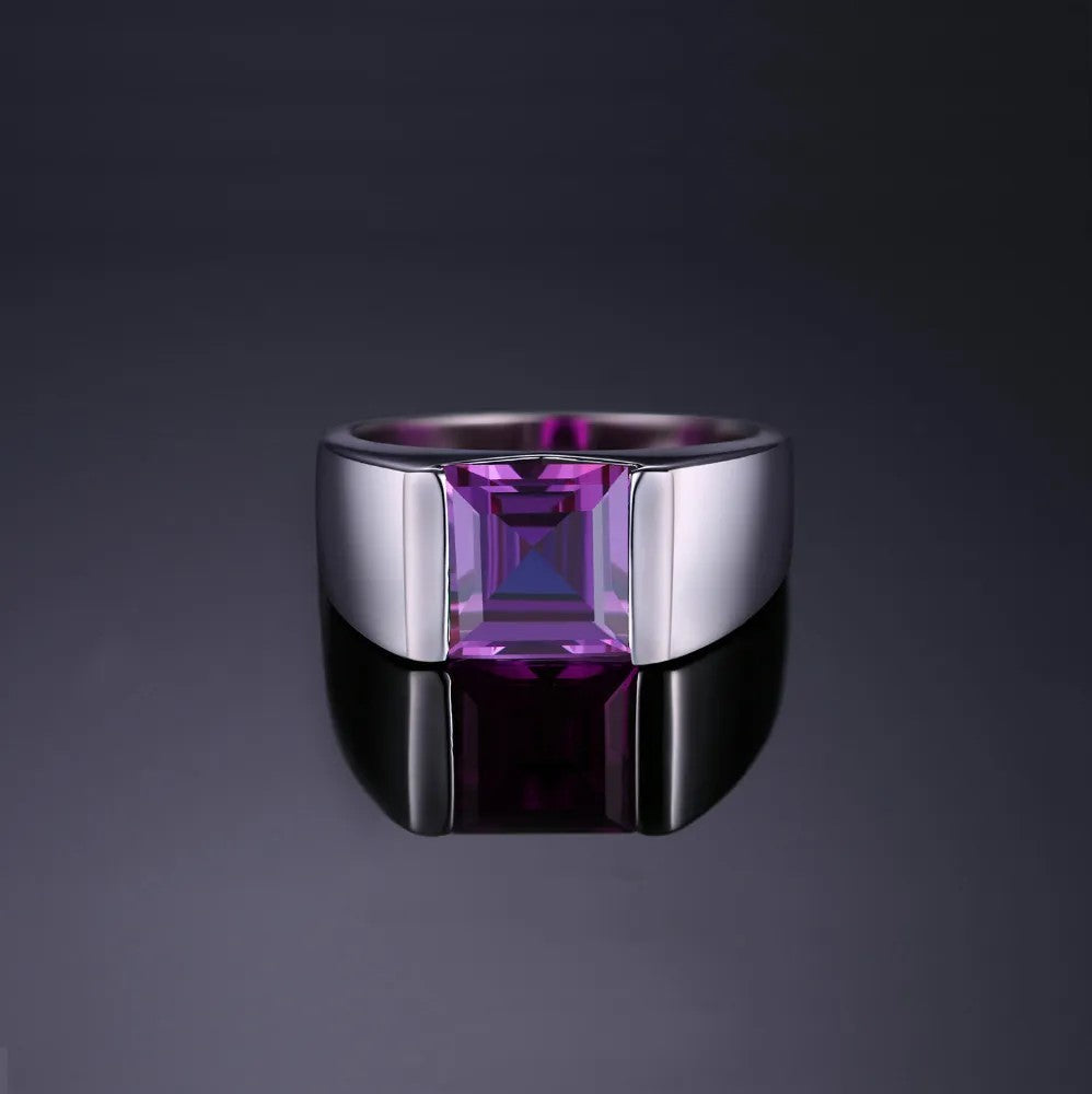 Pure Silver Amethyst Men Ring