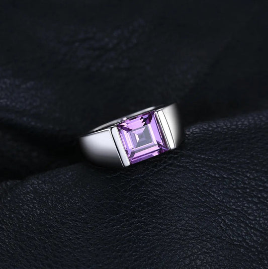 Pure Silver Amethyst Men Ring