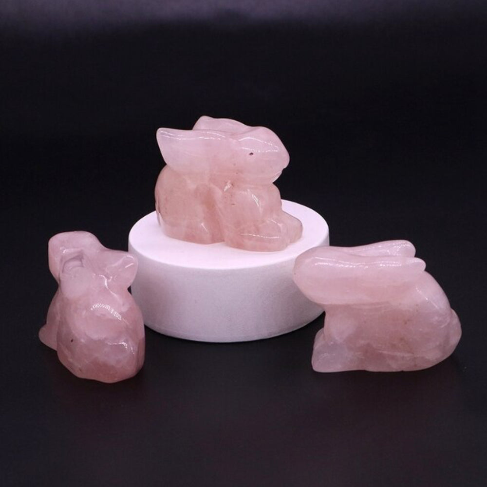 Sweet Rabbit Statue Natural Crystal Stone