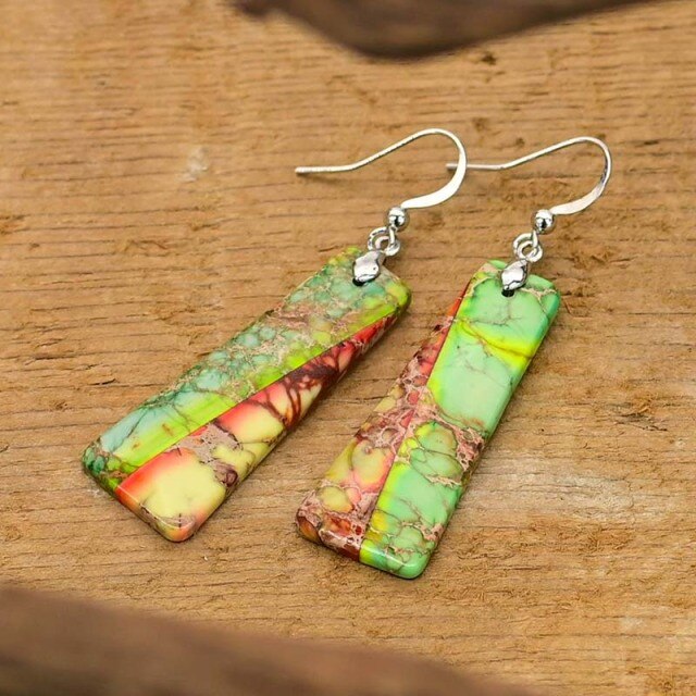 Green Jasper Trapezoidal Earrings