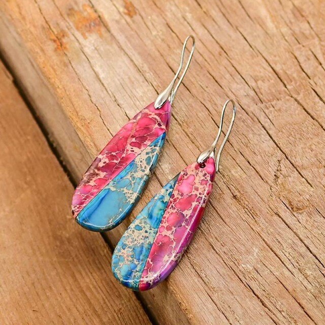 Purple of The Sky Emperor Stone Drop Earrings