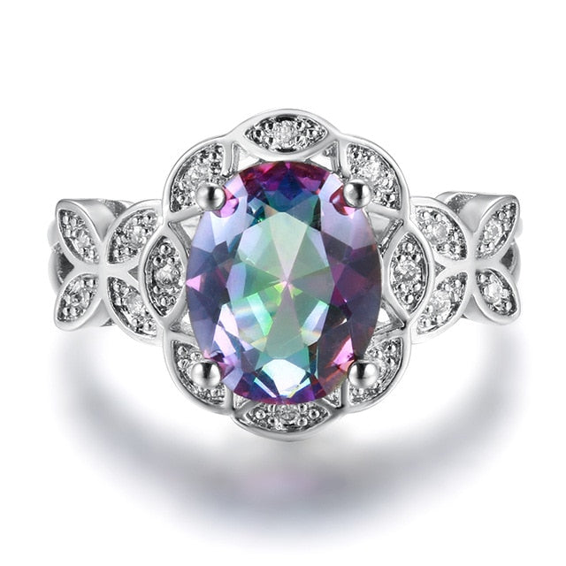 Mystic Rainbow Topaz Sterling Silver Ring