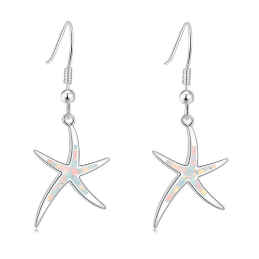Spiritual Fire Opal Silver Starfish Earrings