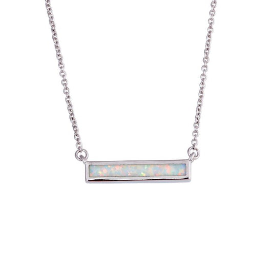 Rectangular Fire Opal Sterling Silver Necklace