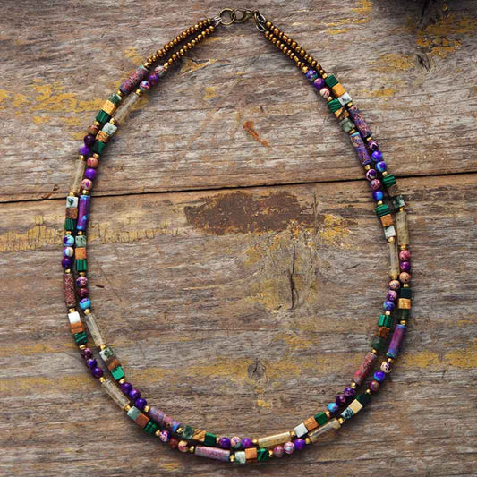 Bohemian Mix Stones Two Layers Necklace
