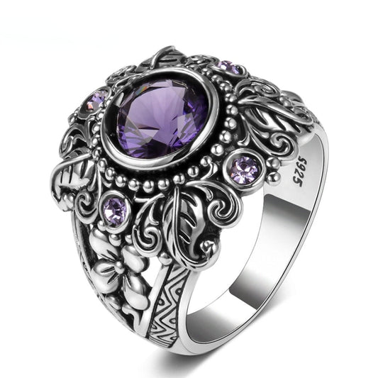 Amethyst-Ring aus 925er Sterlingsilber im Vintage-Stil