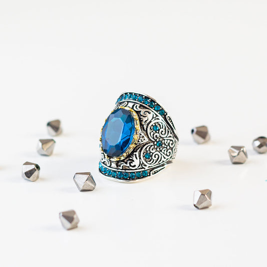 Vintage Aquamarine Silver Ring