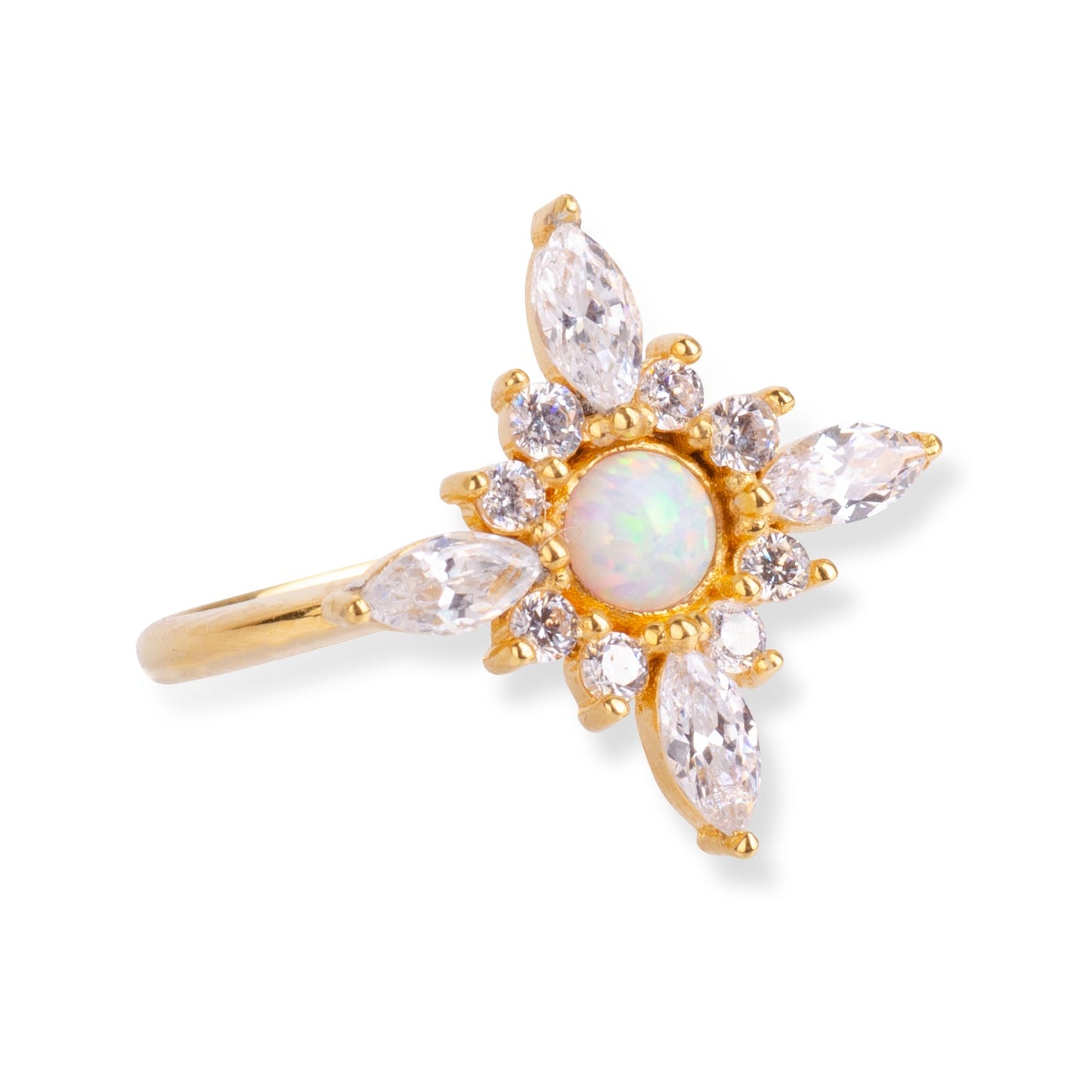 Flora Clear Quartz 24K Gold Ring