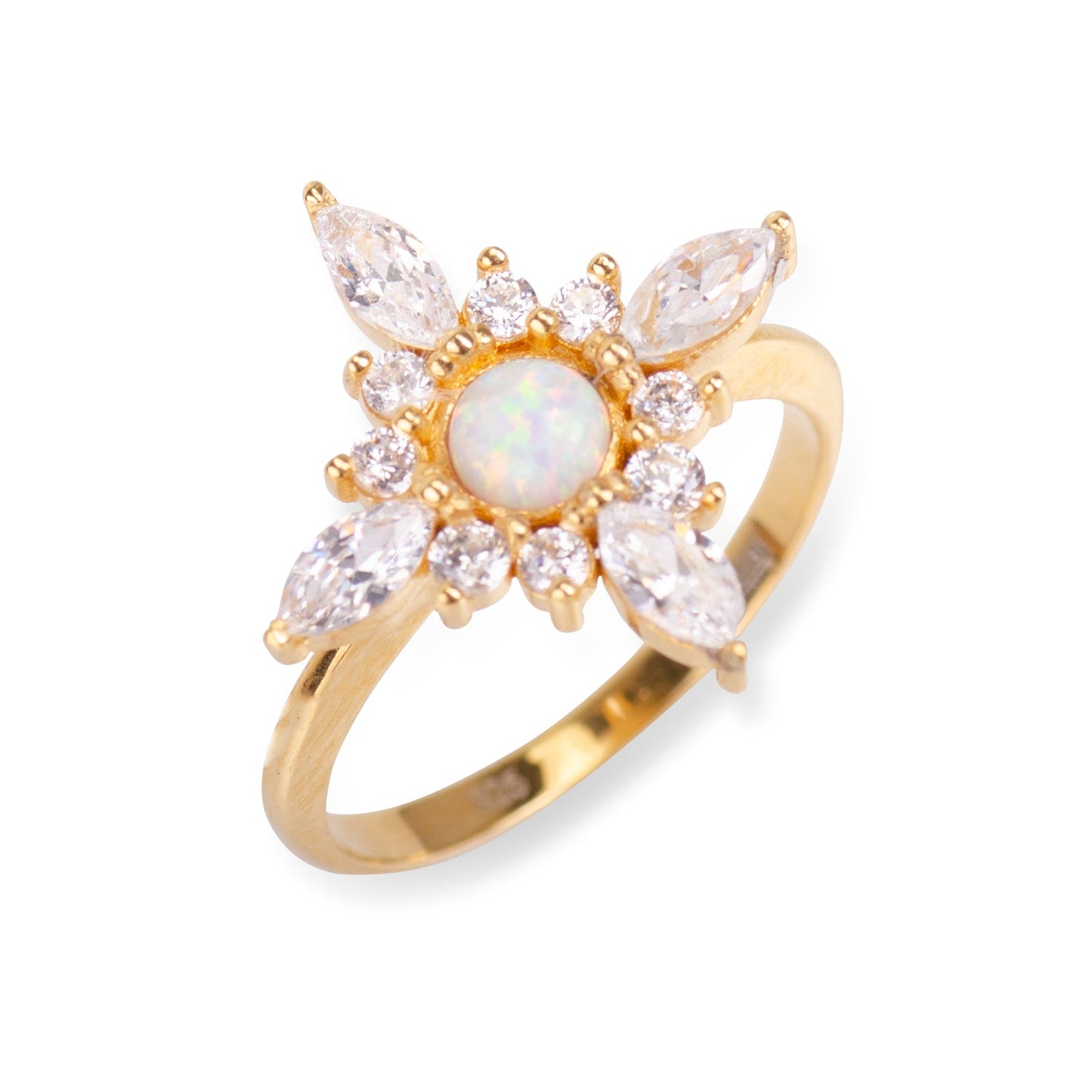 Flora Clear Quartz 24K Gold Ring