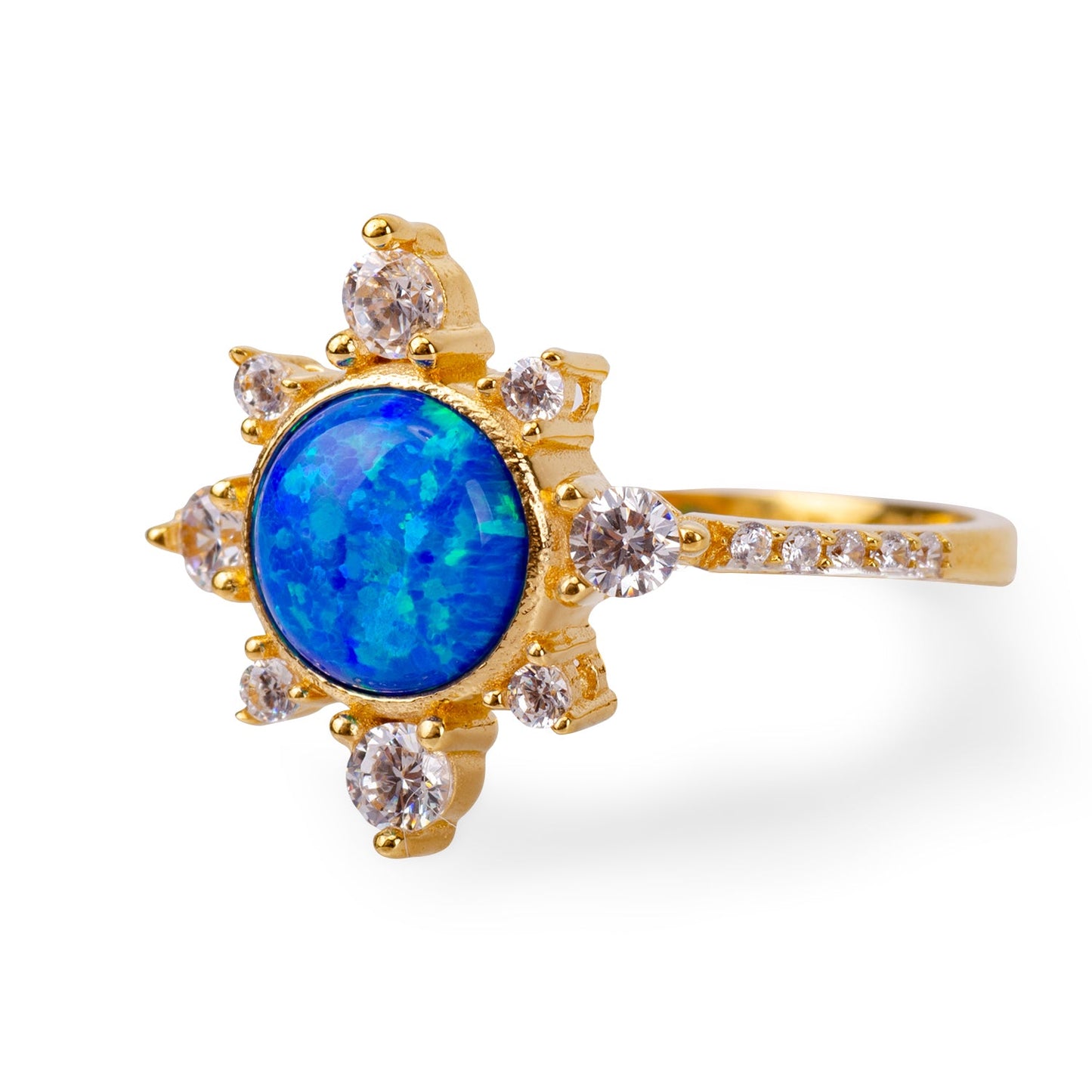 Sunshine Blue Opal 24K Gold Ring