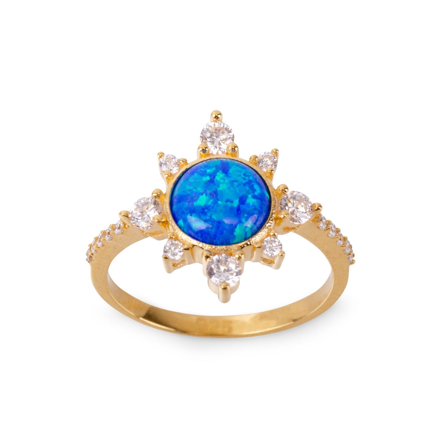 Sunshine Blue Opal 24K Gold Ring