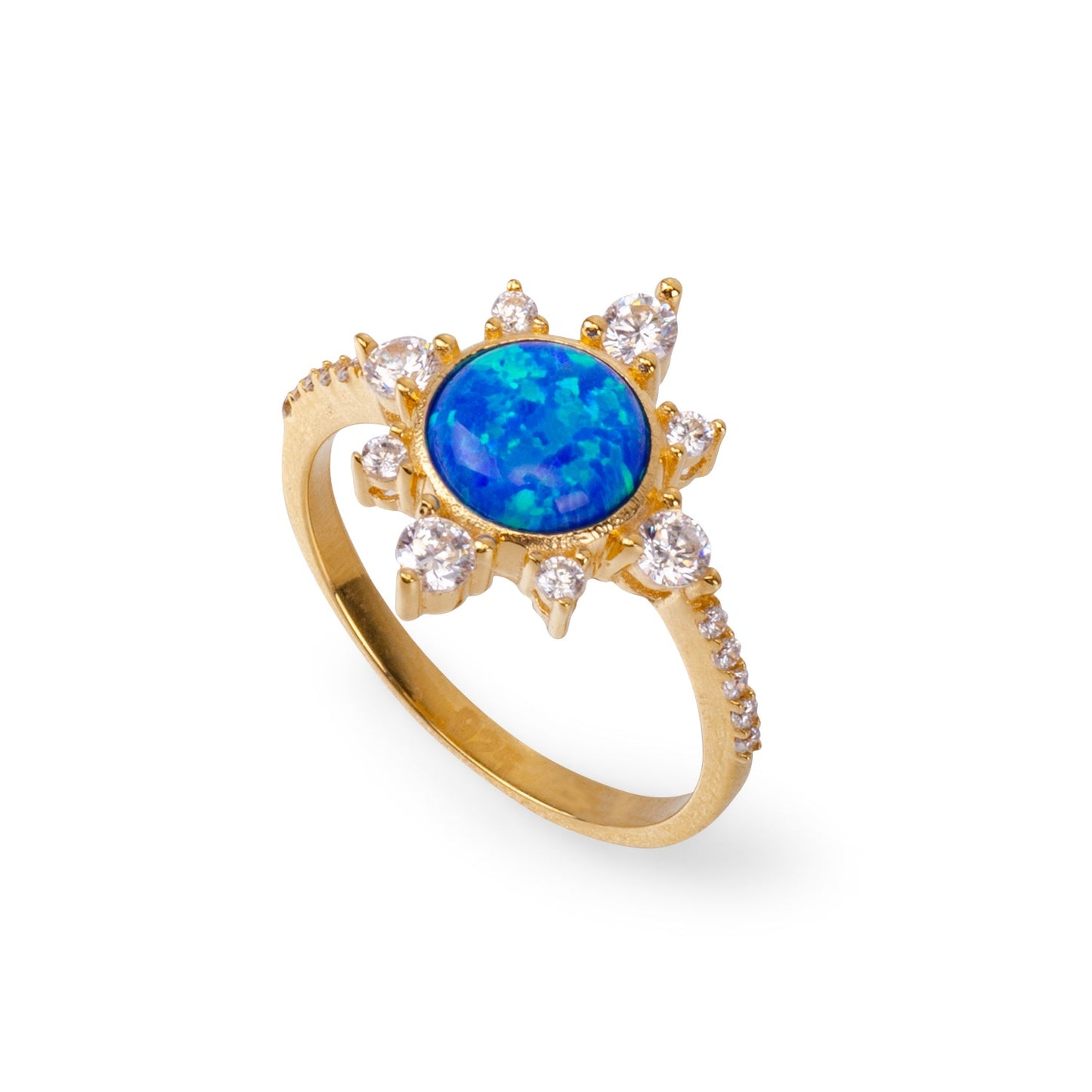 Sunshine Blue Opal 24K Gold Ring