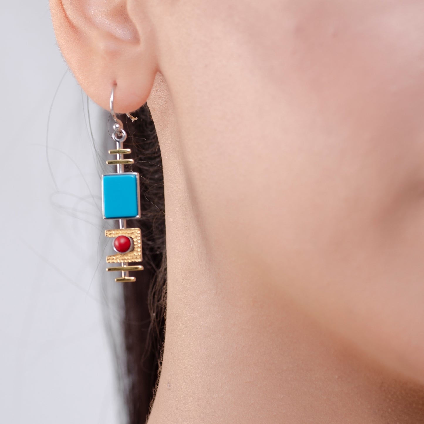 Turquoise Dangle Silver Earrings