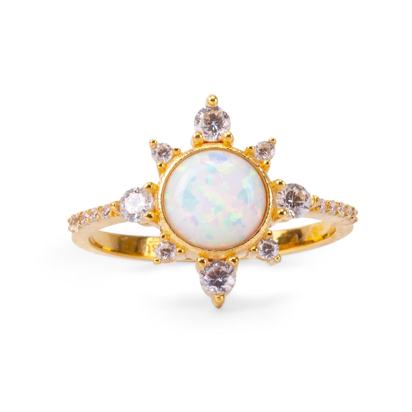Sunshine White Opal 24K Gold Ring