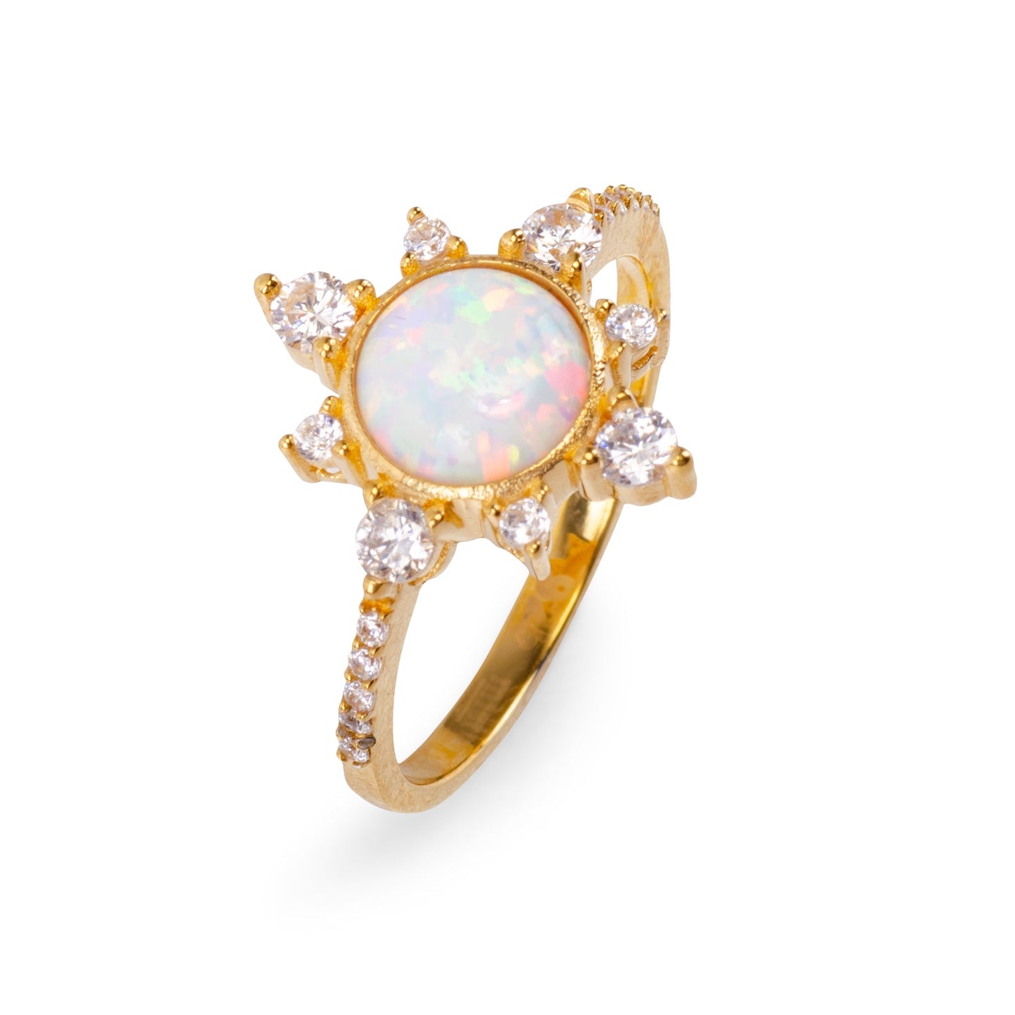 Sunshine White Opal 24K Gold Ring