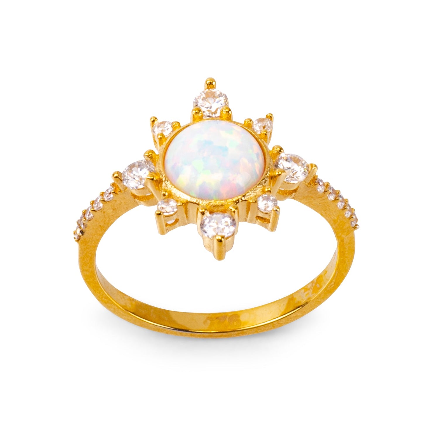 Sunshine White Opal 24K Gold Ring