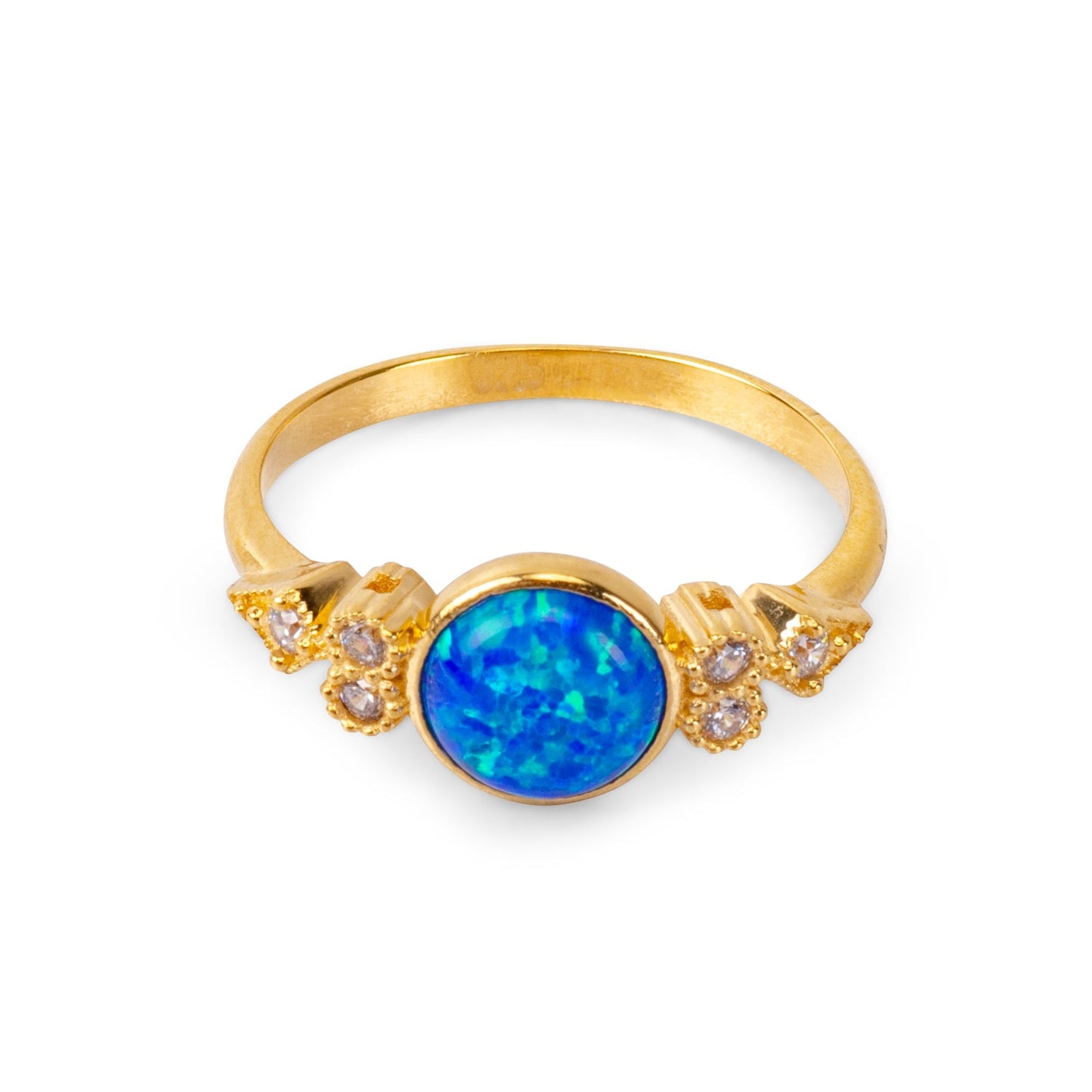 Eleanor Blue Opal 24K Gold Ring