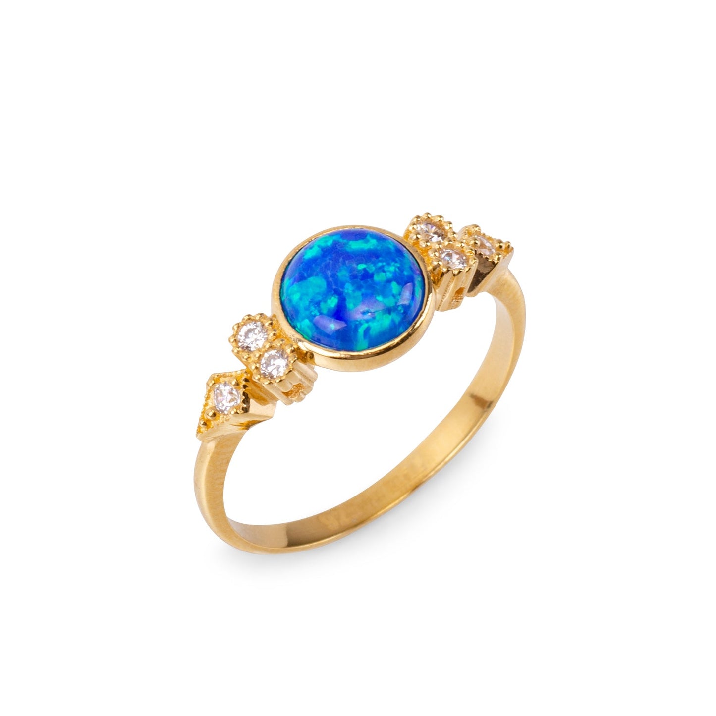 Eleanor Blue Opal 24K Gold Ring
