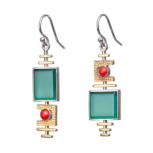 Malachite Dangle Silver Earrings