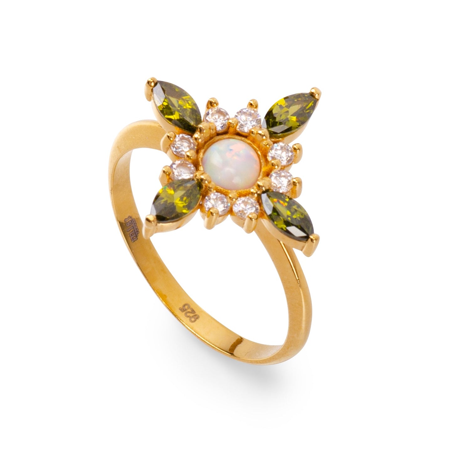 Flora Green Quartz 24K Gold Ring