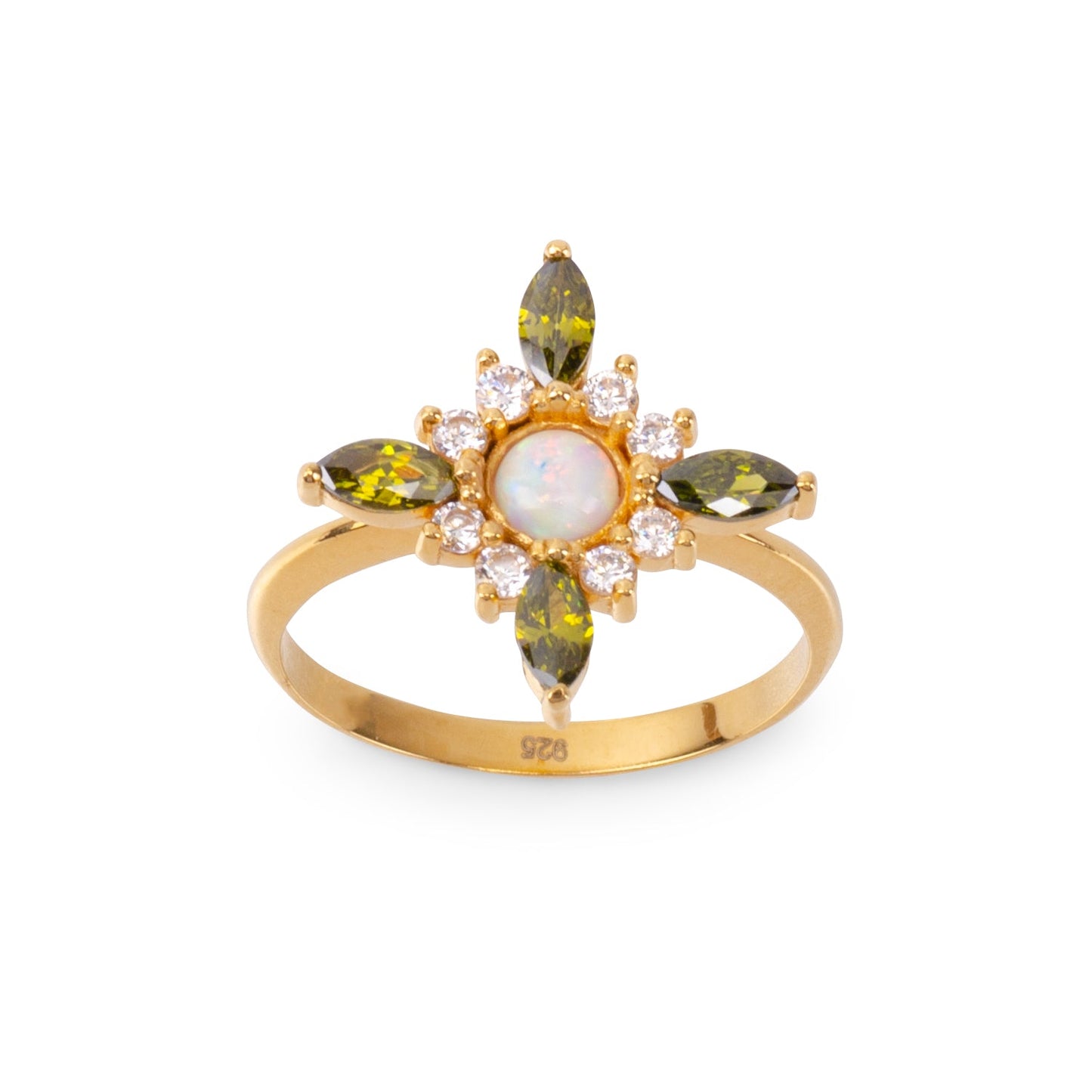 Flora Green Quartz 24K Gold Ring