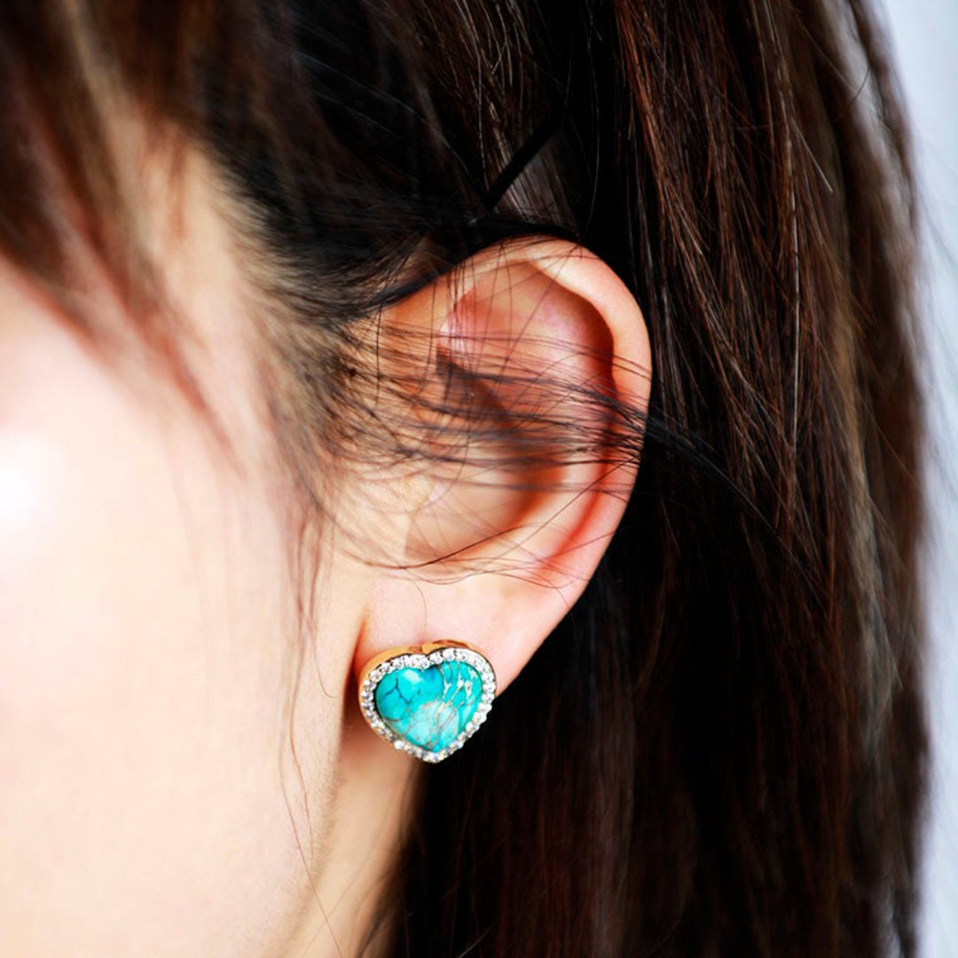 Spiritual Natural Stones Heart Stud Earrings