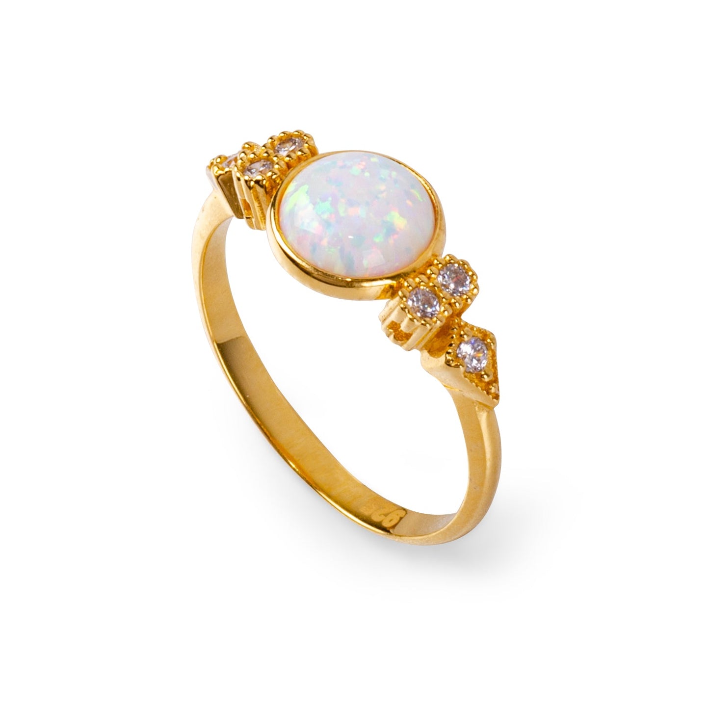 Eleanor White Opal 24K Gold Ring