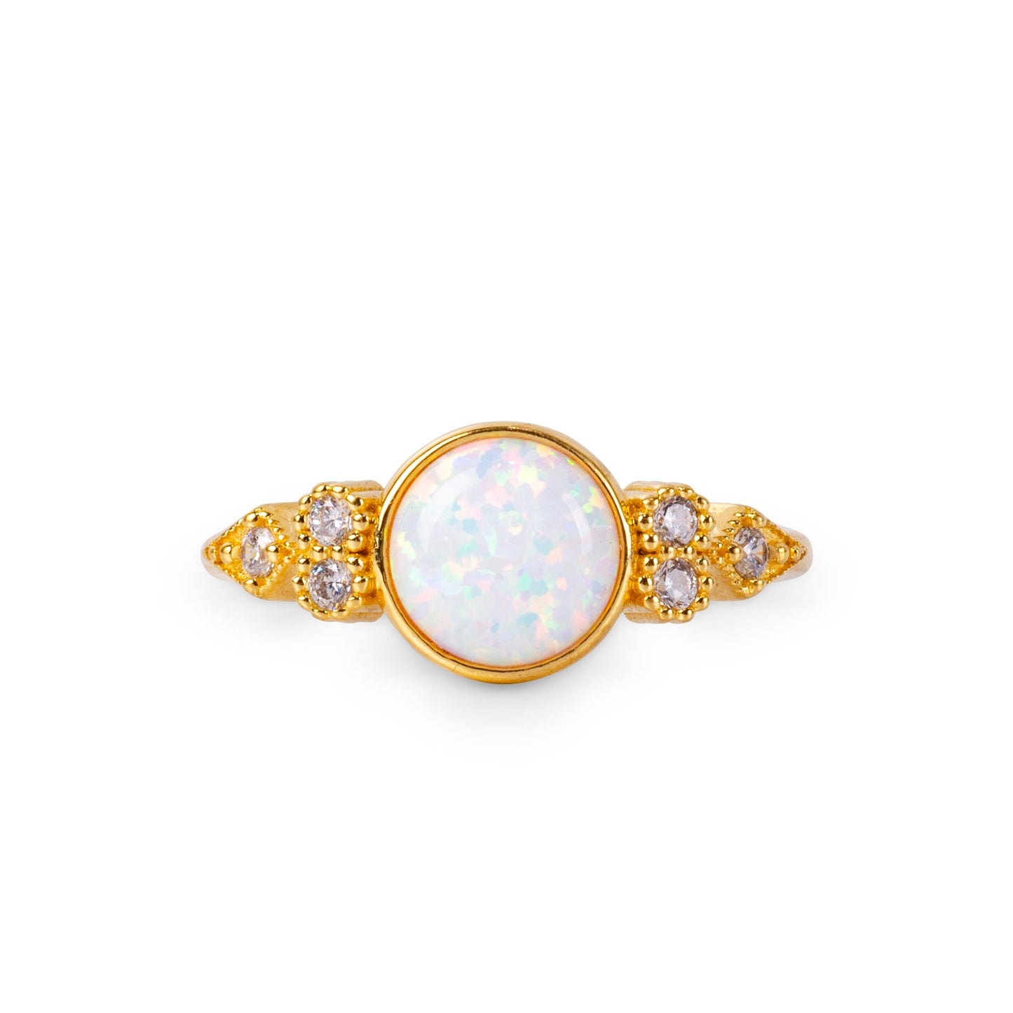 Eleanor White Opal 24K Gold Ring