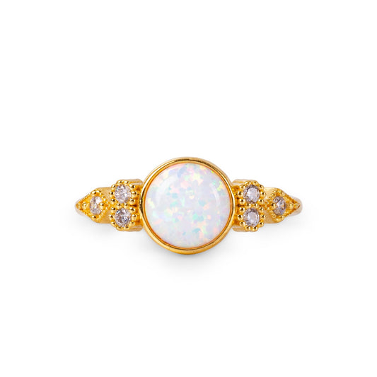 Eleanor White Opal 24K Gold Ring