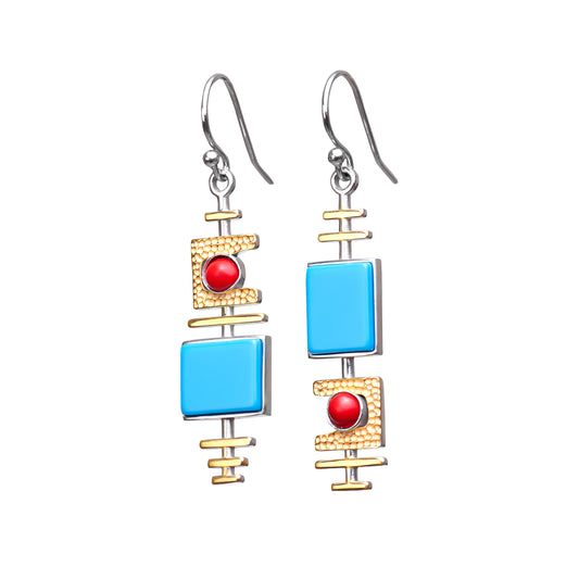 Turquoise Dangle Silver Earrings