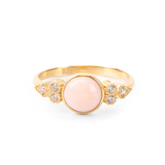Eleanor Pink Opal 24K Gold Ring