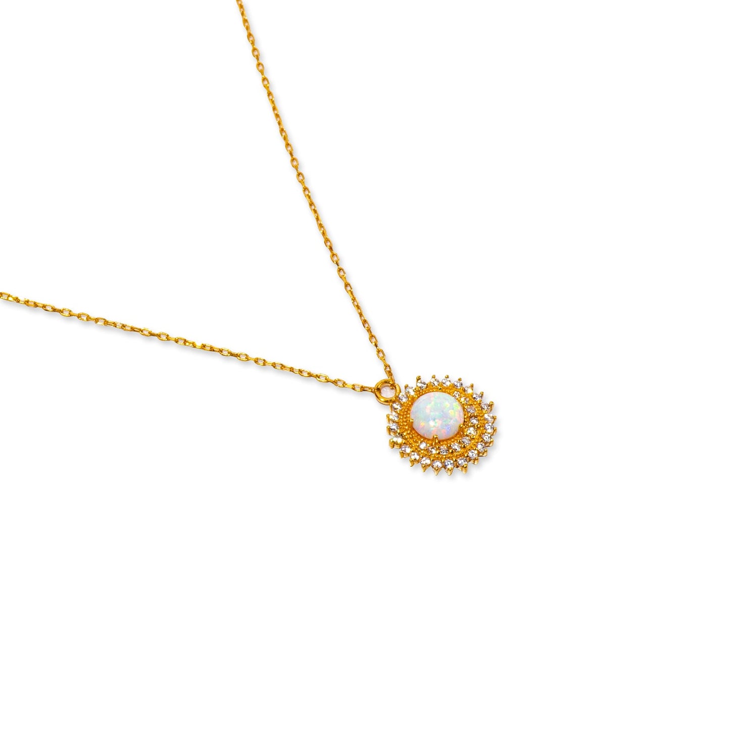 Sun White Opal 24K Gold Necklace