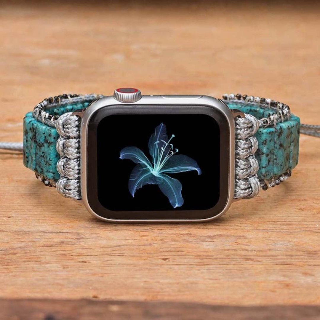 Böhmisches blaues Sesamjaspis-Apple-Watch-Armband
