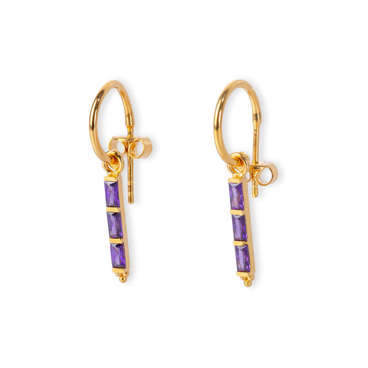 Theodora Amethyst 24K Gold Earrings
