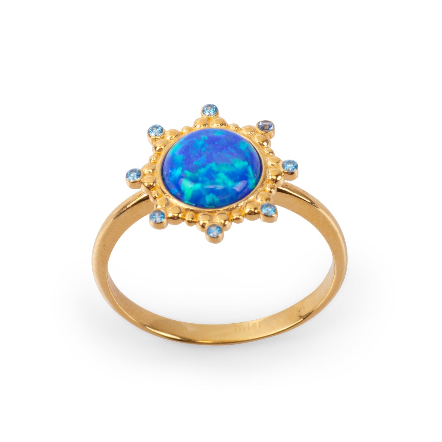 Starlight Blue Opal 24K Gold Ring