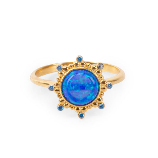 Starlight Blue Opal 24K Gold Ring