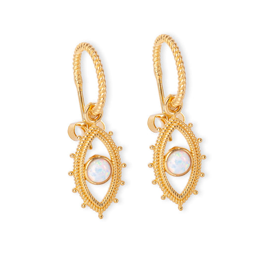 Evil Eye Opal 24K Gold Earrings