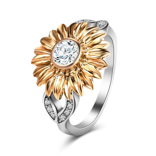 Sunflower Cubic Zirconia Ring
