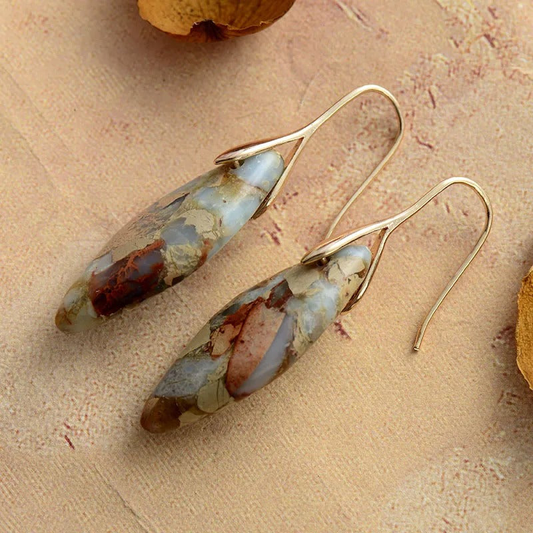 Ethnic Design Drop Jasper Earrings