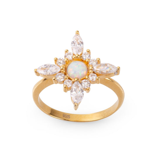 Flora Clear Quartz 24K Gold Ring