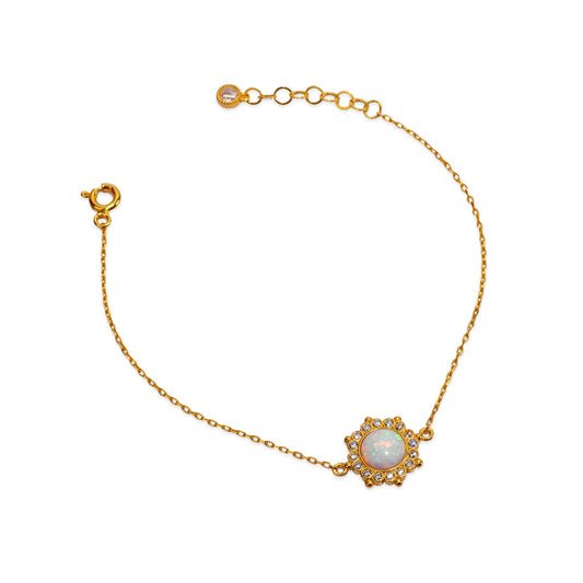 Sun White Opal 24K Gold Bracelet